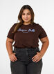 T-shirt i &oslash;kologisk bomuld med print, Brun, Model image number 0