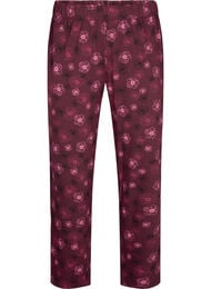 Natbukser i bomuld med print, Mørk Bordeaux