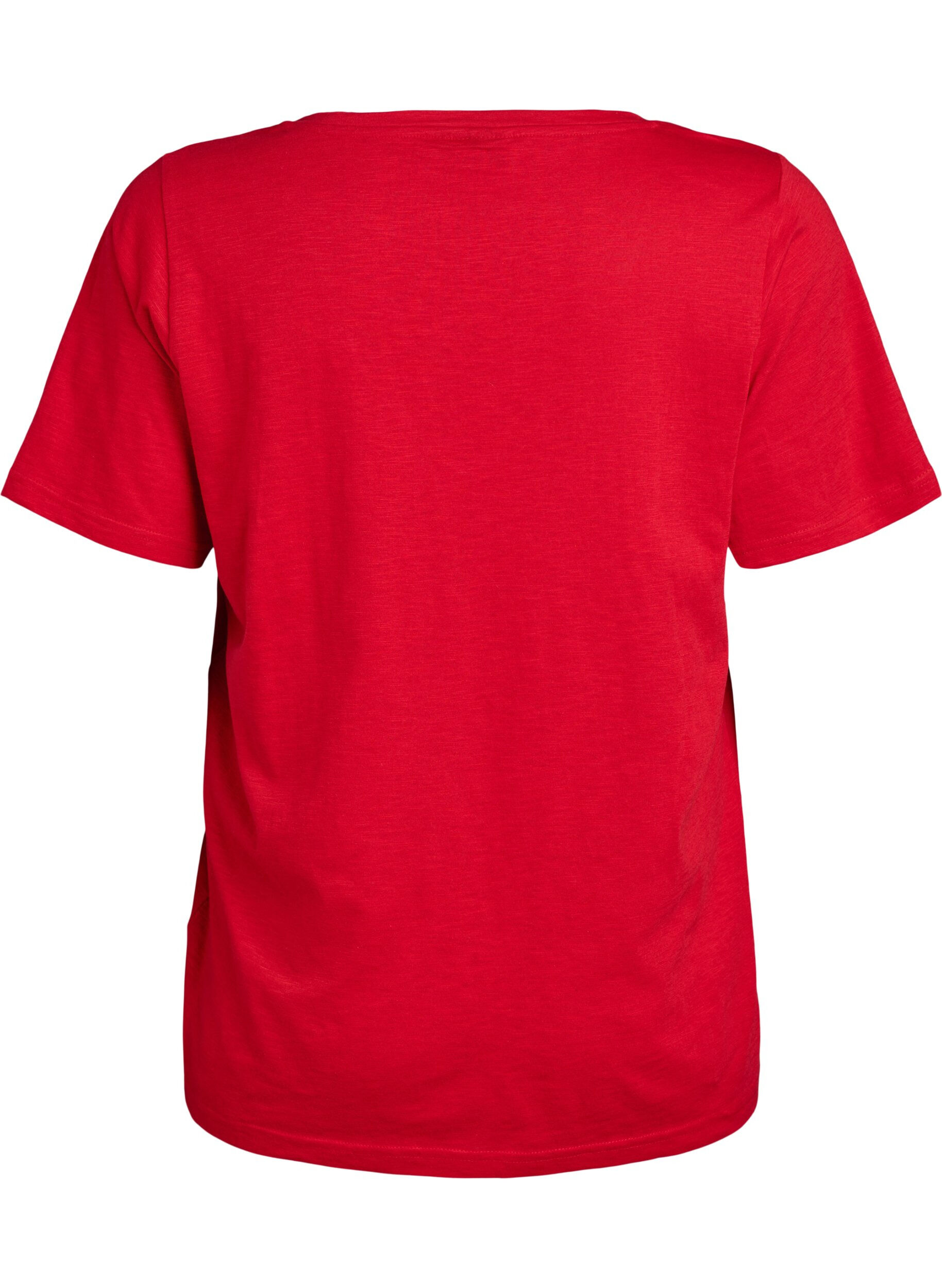 ZizziKort&aelig;rmet basis t-shirt med v-hals, R&oslash;d, Packshot image number 1