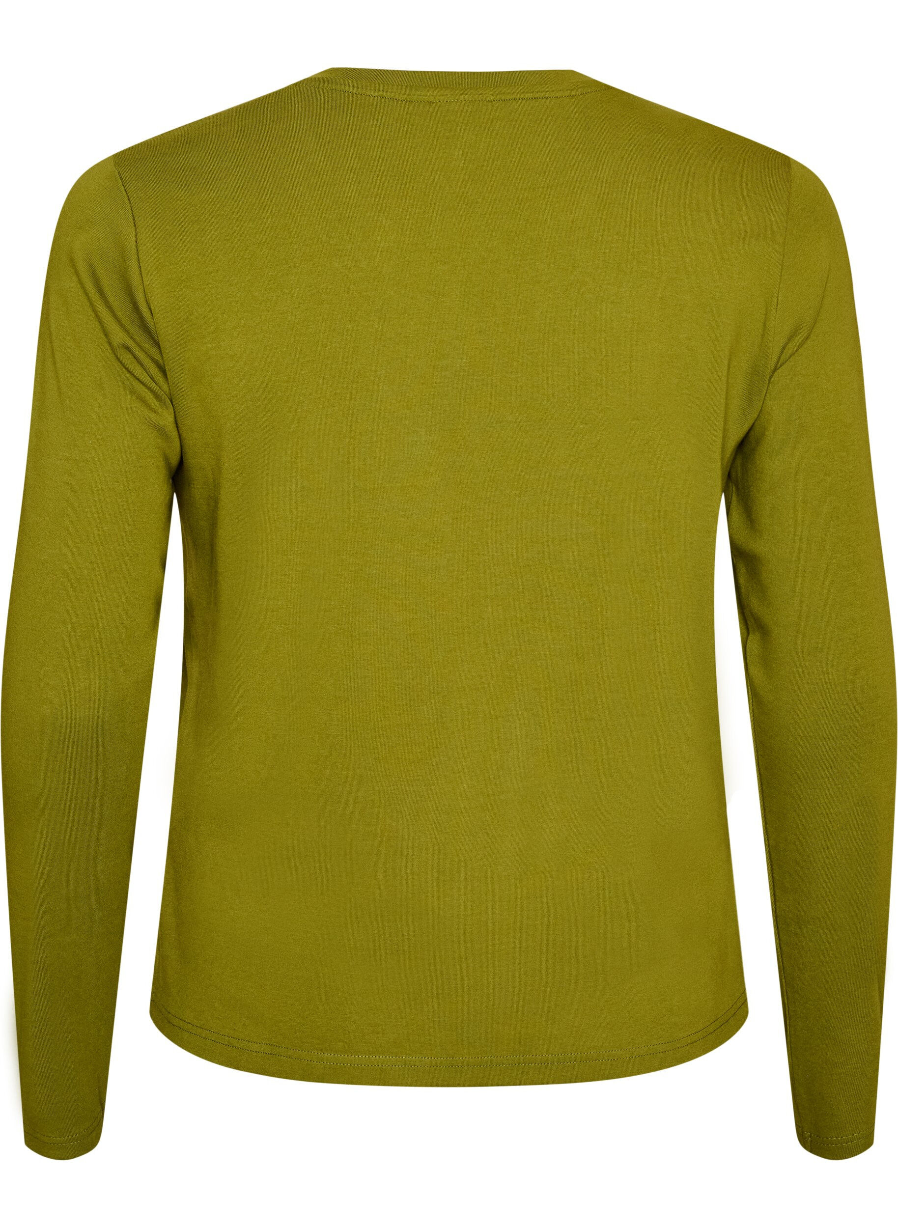 ZizziLang&aelig;rmet basis T-shirt med rund hals, Gr&oslash;n, Packshot image number 1