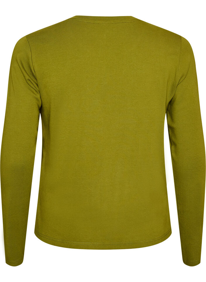 Lang&aelig;rmet basis T-shirt med rund hals, Gr&oslash;n, Packshot image number 1