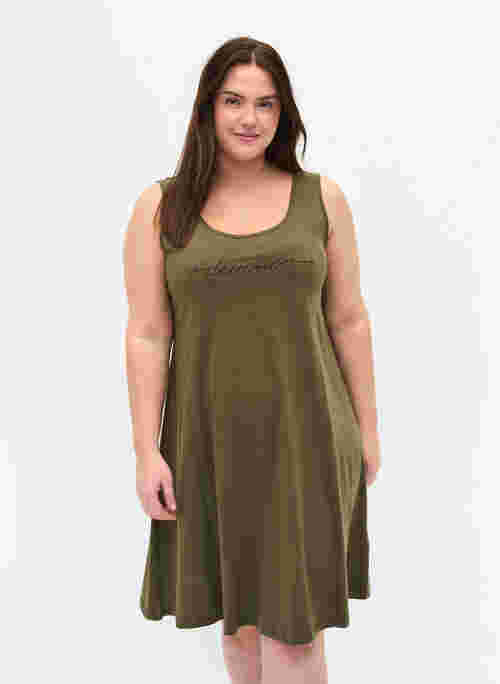Ærmeløs bomulds kjole med a-shape