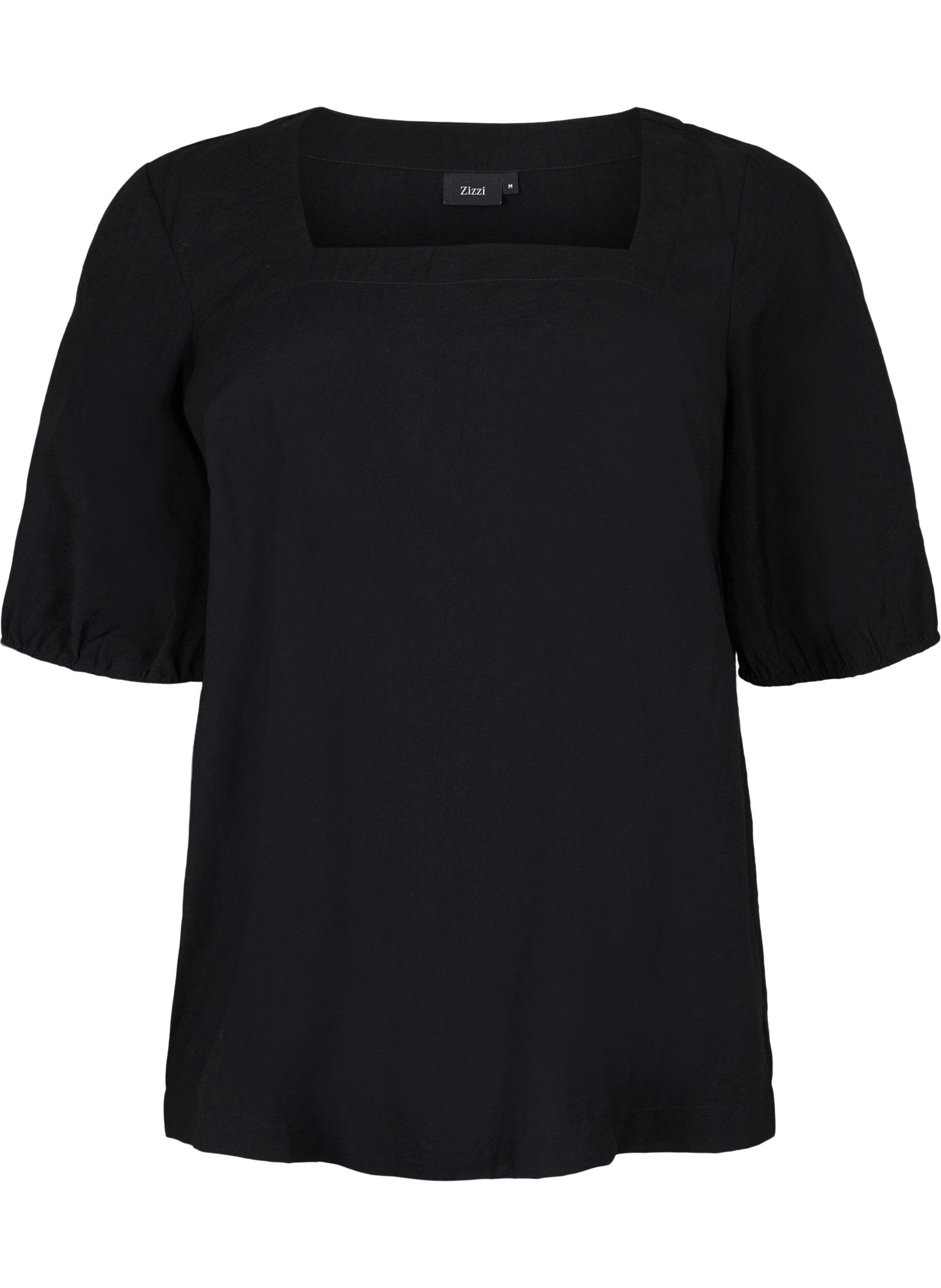 Zizzi Bluse med ballon&aelig;rmer, Black, Packshot image number 0