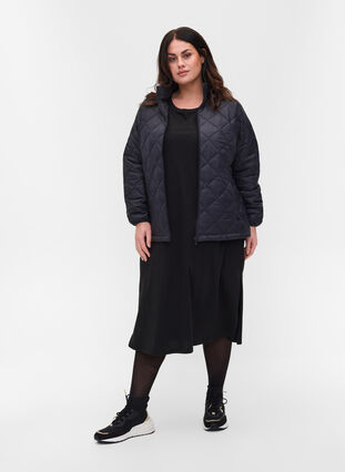 Quiltet letvægts jakke med lynlås og lommer , Black, Model image number 2