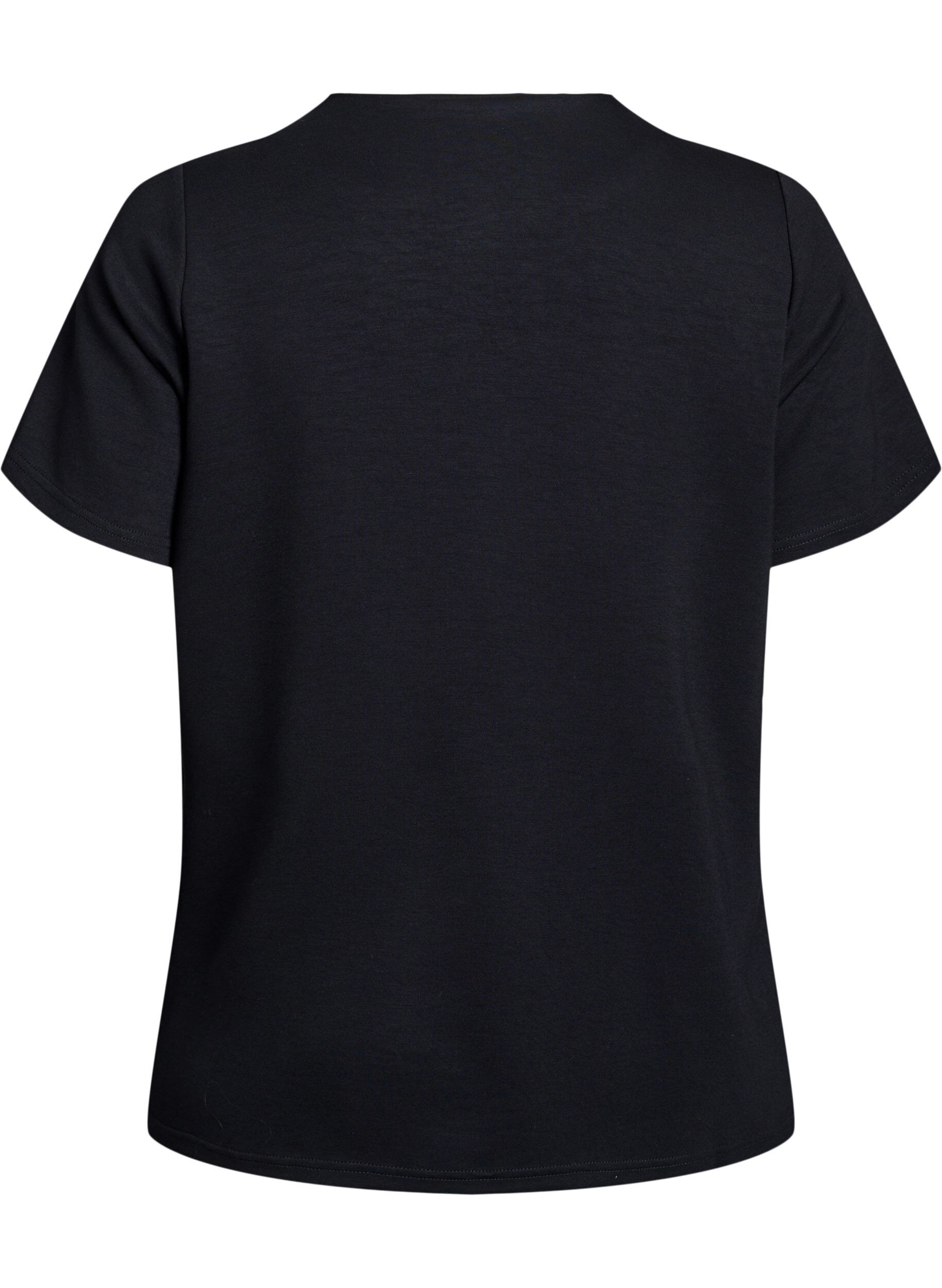 Zizzi Kort&aelig;rmet bluse med knapdetalje, Sort, Packshot image number 1