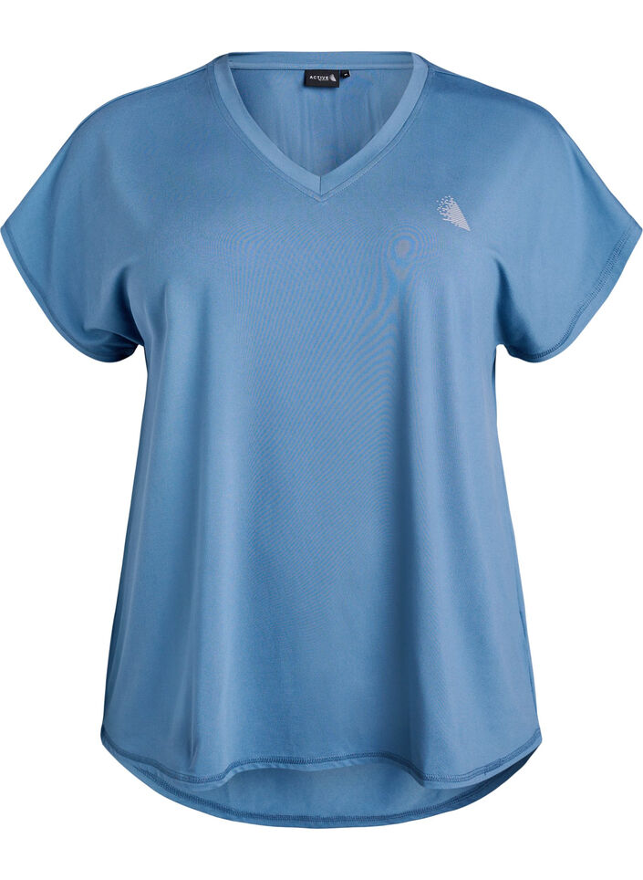 Kort&aelig;rmet tr&aelig;nings t-shirt med v-hals, Bl&aring;, Packshot image number 0