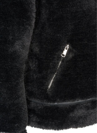 Kort imiteret pelsjakke, Black, Packshot image number 3
