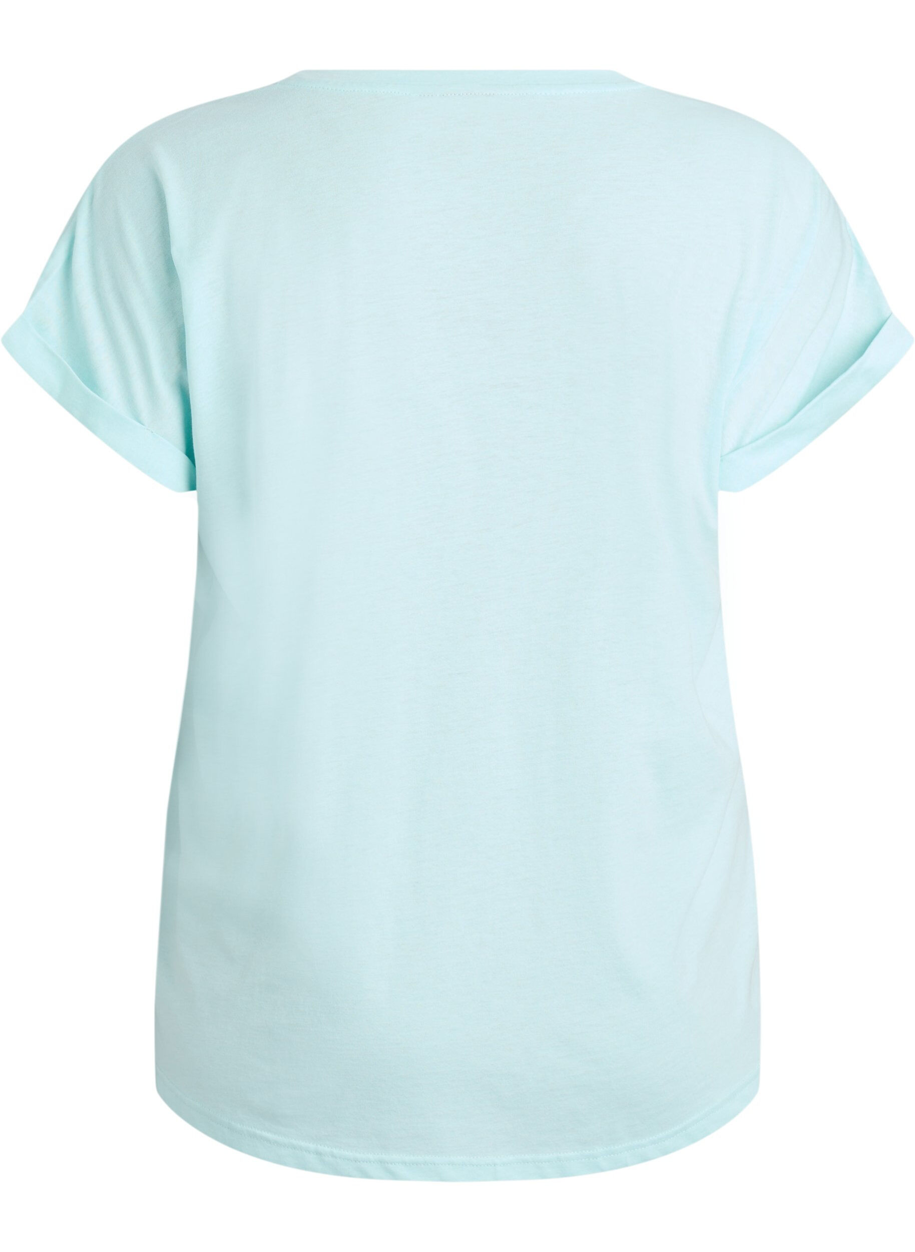 ZizziKort&aelig;rmet t-shirt i bomuldsblanding, Turkis, Packshot image number 1