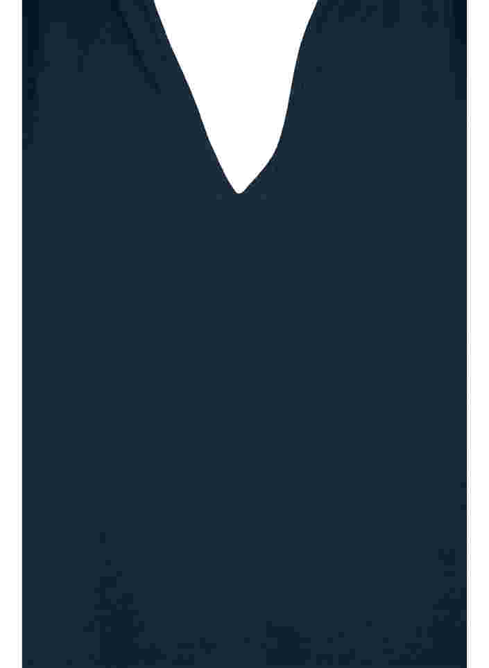 Viskosebluse med lange ærmer og smock, Navy Blazer, Packshot image number 2