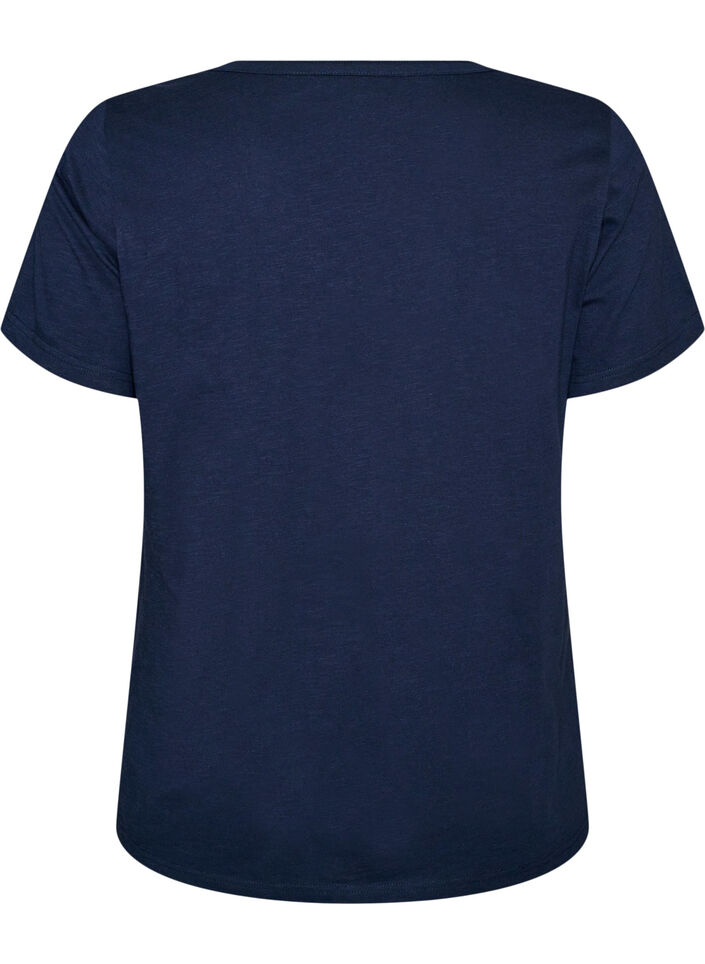 T-shirt med knapdetalje, Bl&aring;, Packshot image number 1
