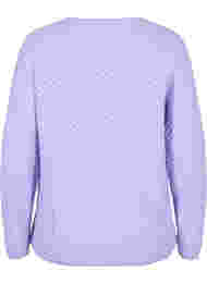 Mønstret strikbluse med v-hals, Lavender