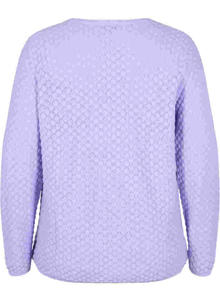 Mønstret strikbluse med v-hals, Lavender, Packshot image number 0