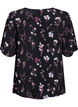 Blomstret bluse med korte &aelig;rmer, Sort, Packshot image number 1