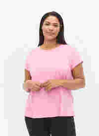 Kortærmet t-shirt i bomuldsblanding, Rosebloom, Model