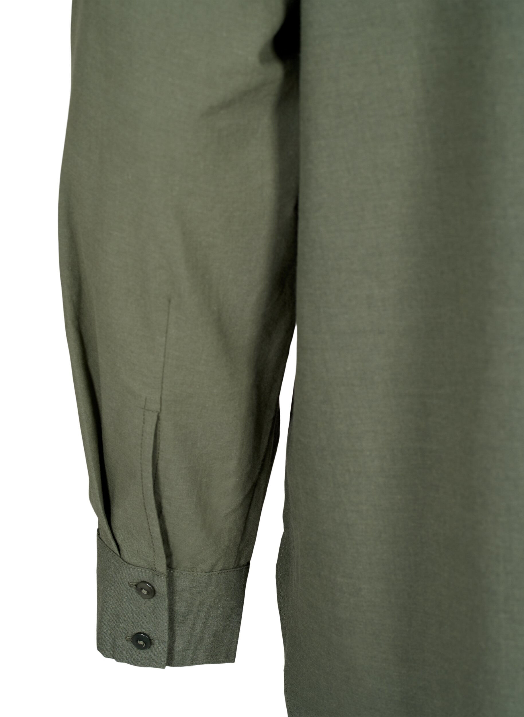 Zizzi Skjorte i bomuld med broderi anglaise, Thyme, Packshot image number 4