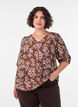 Viskosebluse med V-udsk&aelig;ring, Brun, Model image number 0