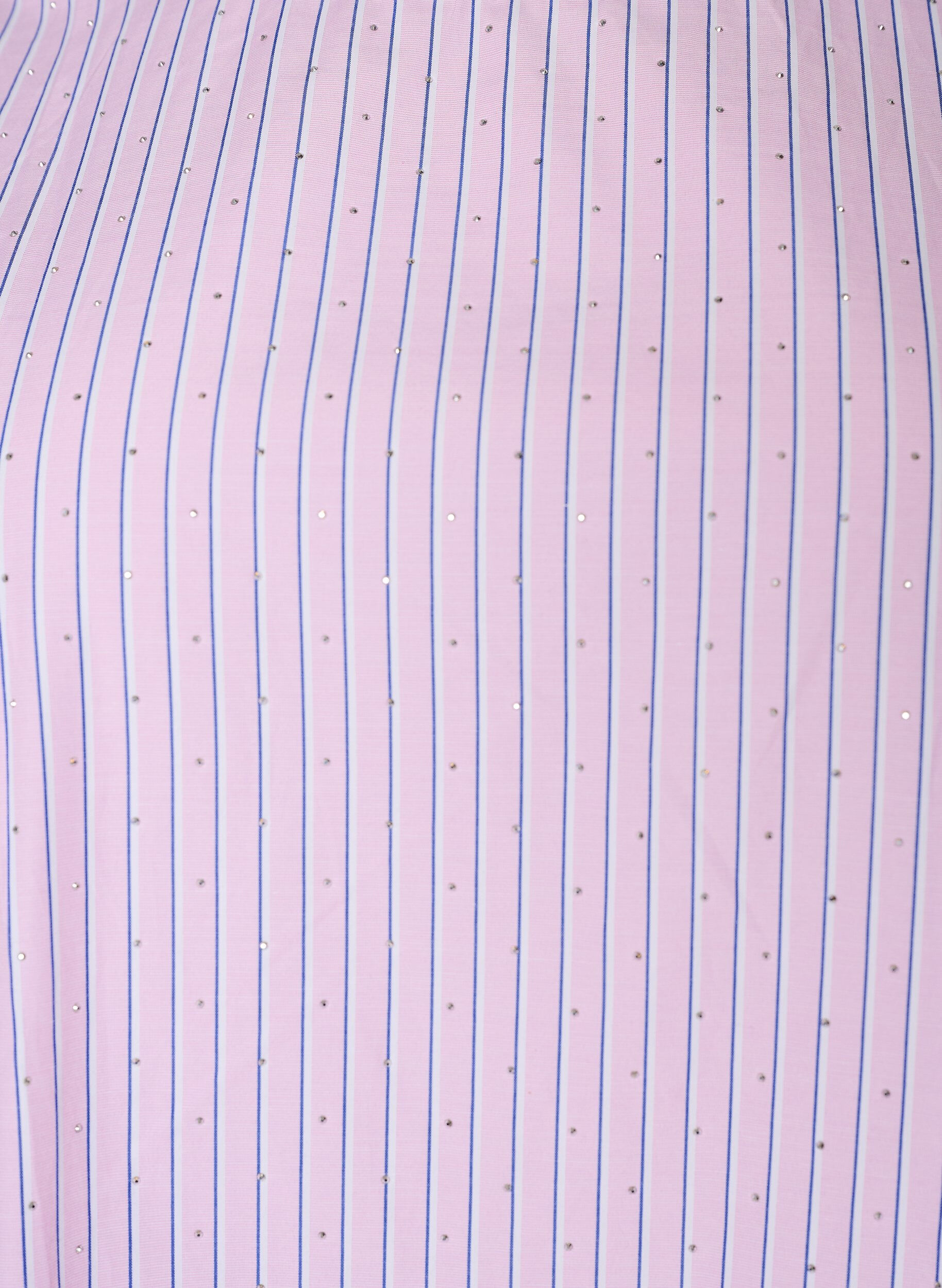 Zizzi Kn&aelig;lang stribet kjole med sten og puf&aelig;rmer, Lyser&oslash;d, Packshot image number 2