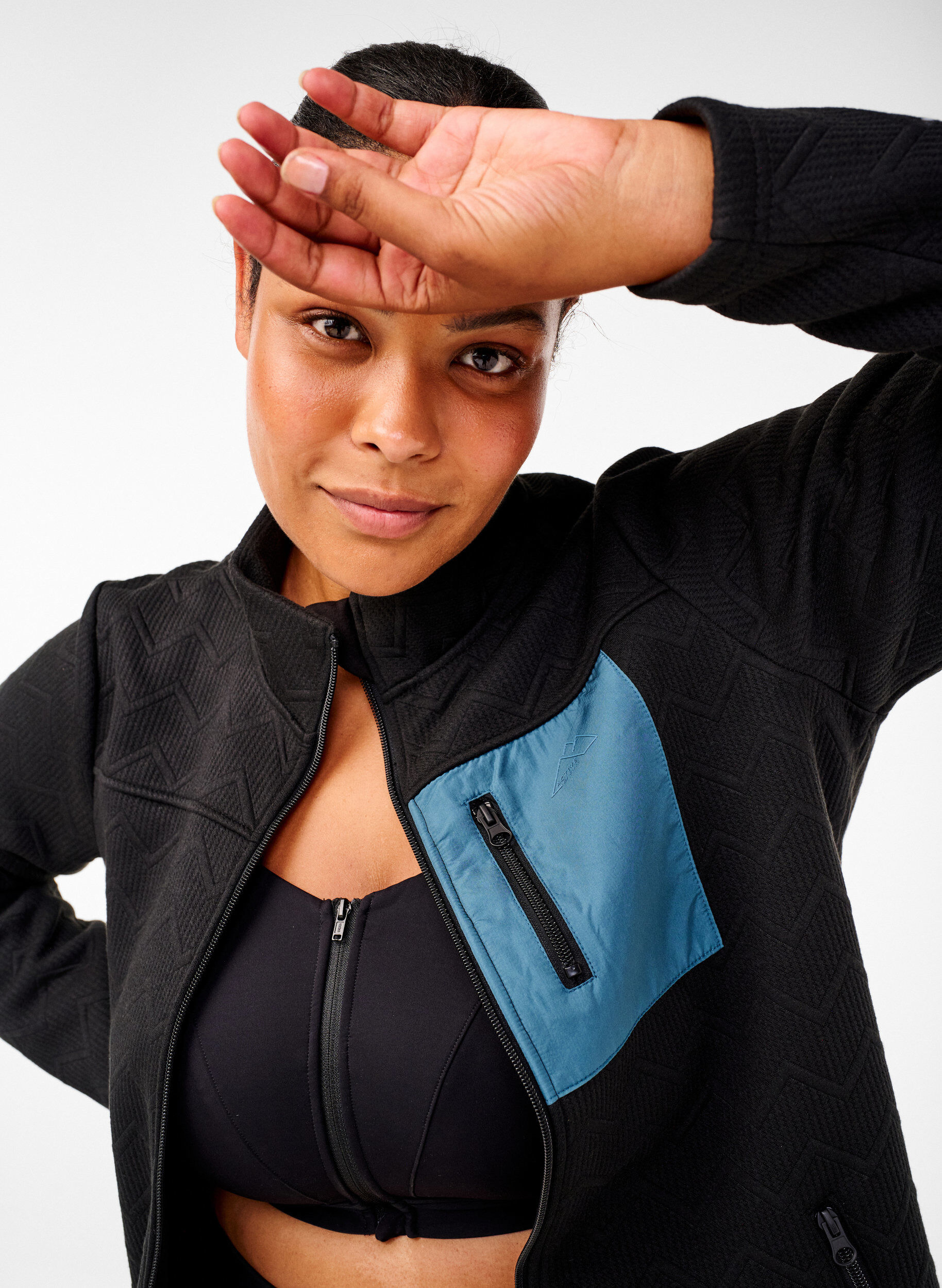 Zizzi Sporty fleecejakke med lommer, Sort, Image image number 0