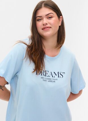 Oversize nat t-shirt i økologisk bomuld, Cashmere Blue DREAMS, Model image number 2