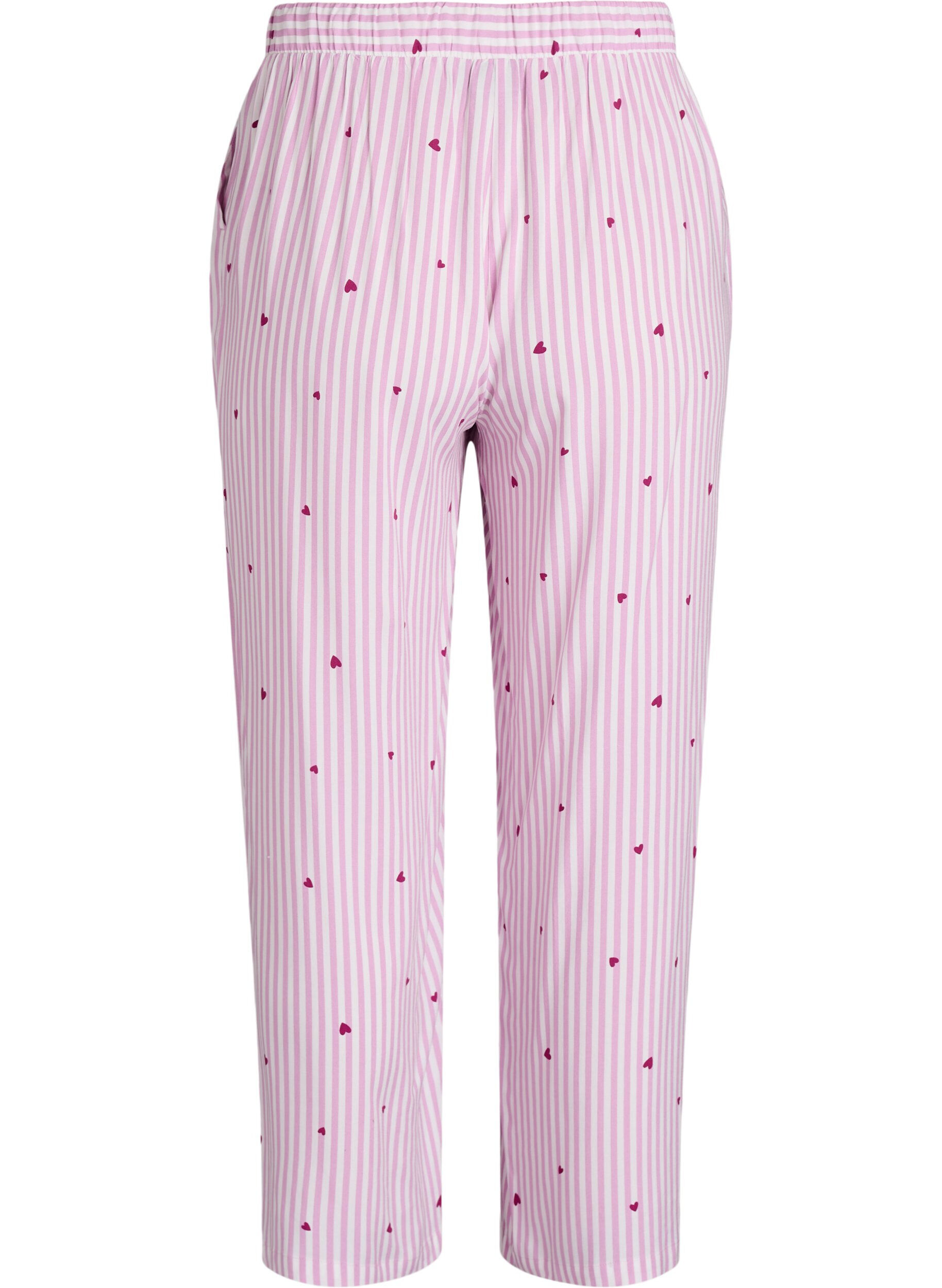 ZizziL&oslash;se natbukser med striber og hjerter, Lyser&oslash;d, Packshot image number 1