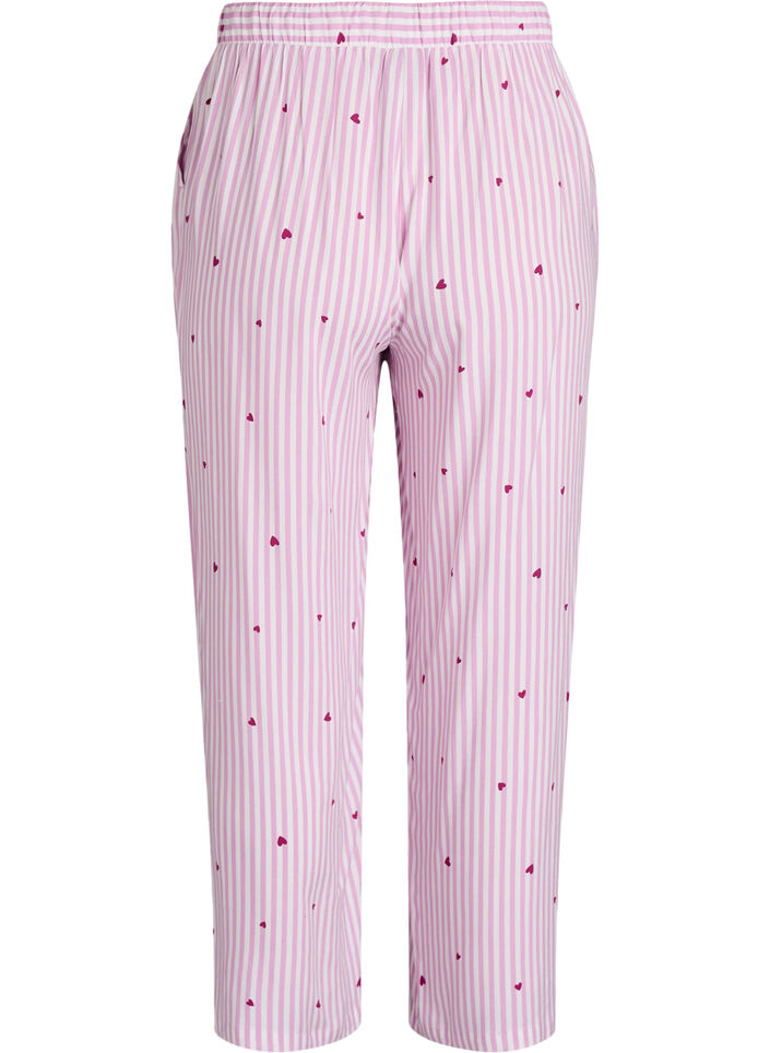 L&oslash;se natbukser med striber og hjerter, Lyser&oslash;d, Packshot image number 1