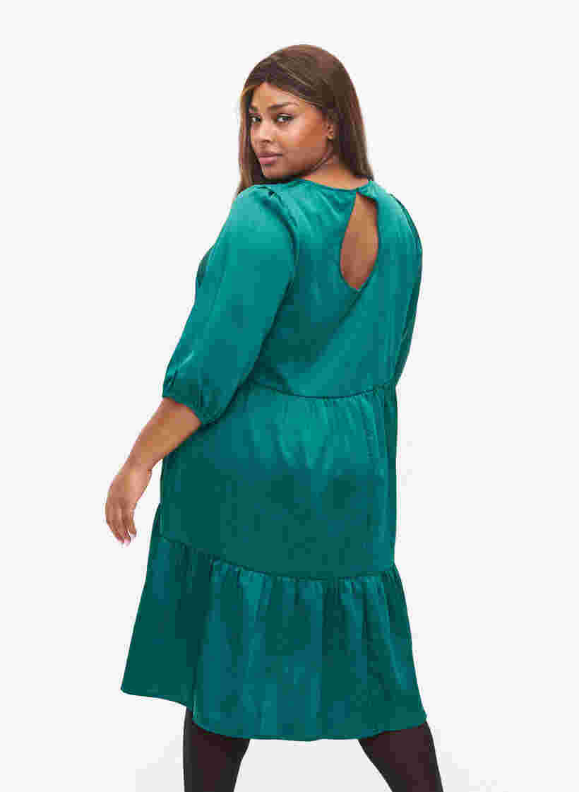Kjole med rygdetalje og 3/4 ærmer, Evergreen, Model image number 1