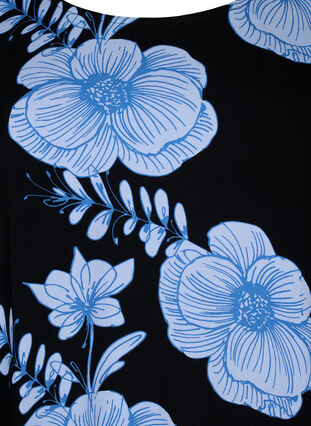 FLASH - Kortærmet bluse i viskose med print, Black Big Bl.Flower, Packshot image number 2