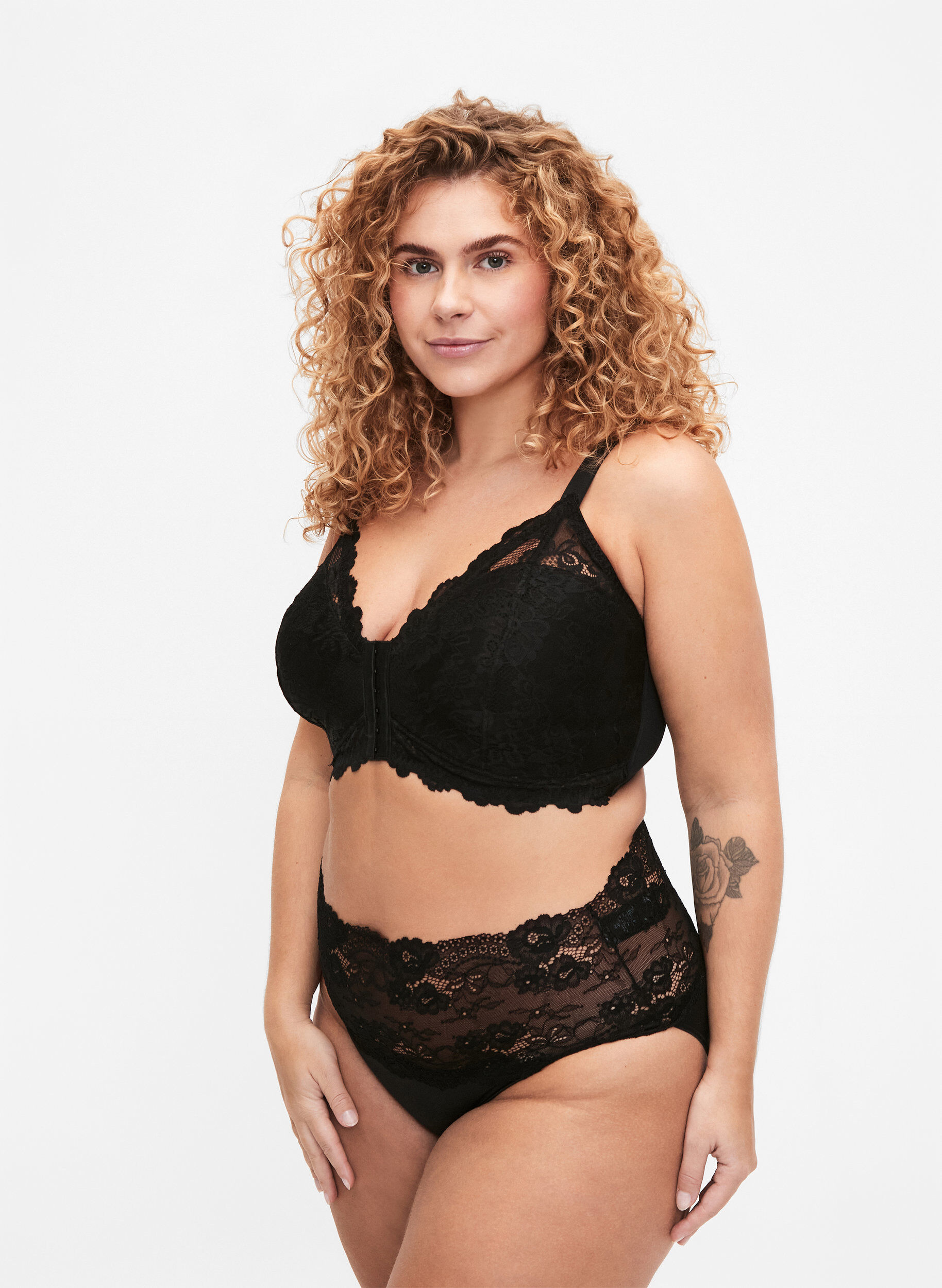 Zizzi Blonde bh med frontlukning, Black, Model image number 2