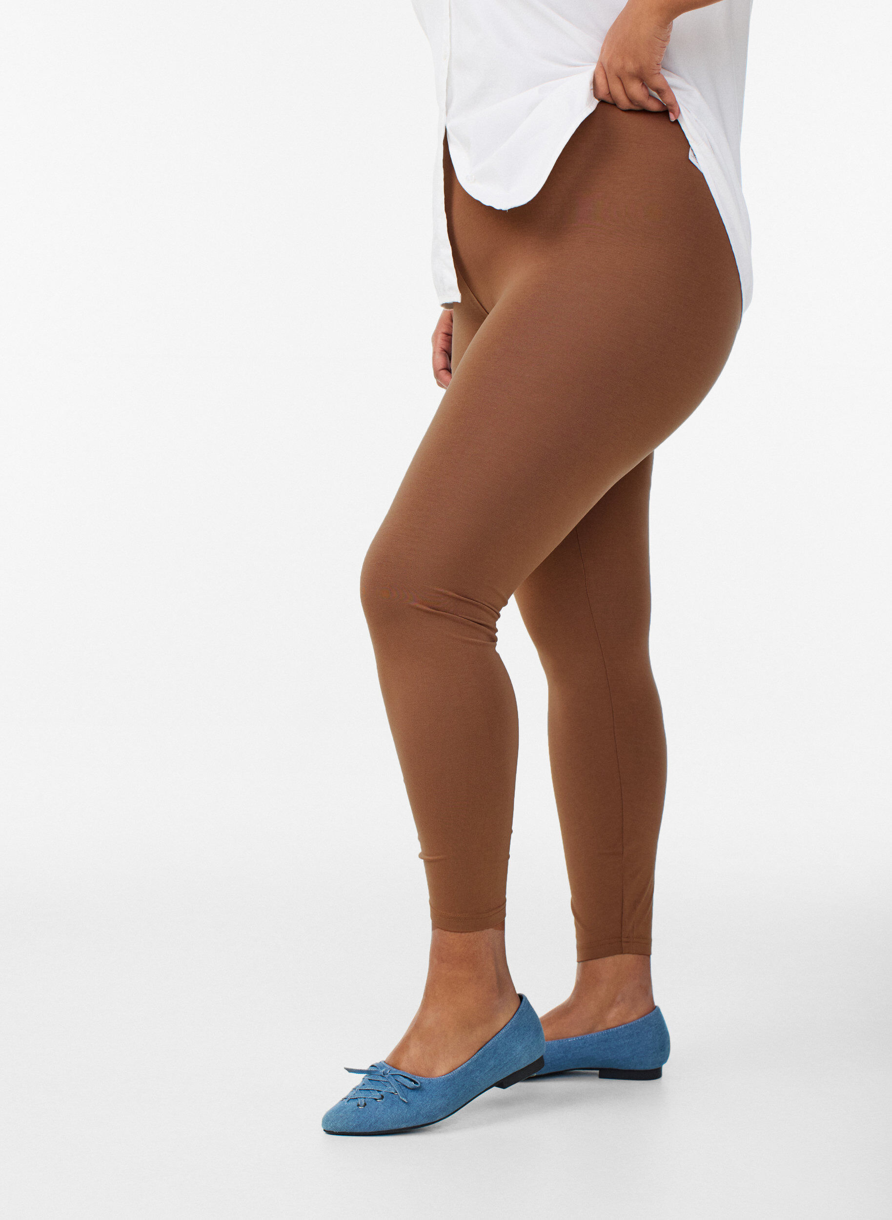 ZizziBasis leggings i viskose, Brun, Model image number 3