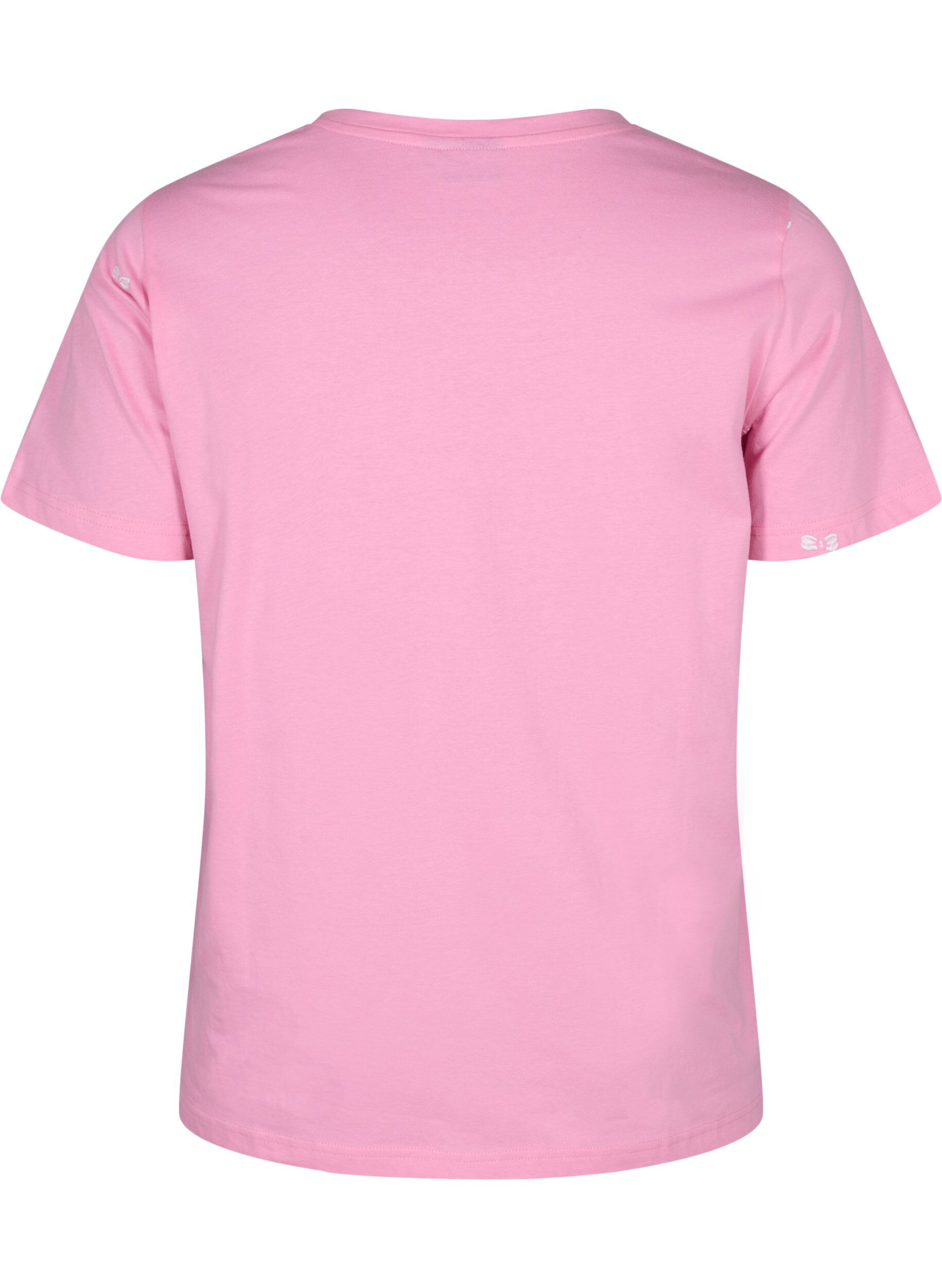 Zizzi T-shirt i &oslash;kologisk bomuld med hjerter., Roseb. W. Bow Emb., Packshot image number 1