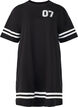 Kort t-shirtkjole med sporty detaljer, Sort, Packshot image number 0
