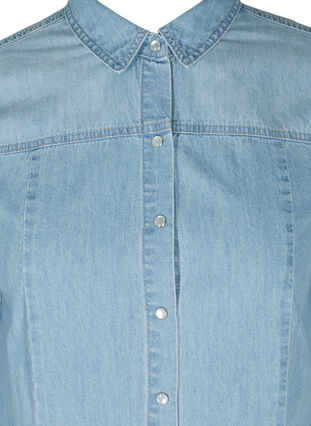 Lang denimskjorte i bomuld, Light blue denim, Packshot image number 2
