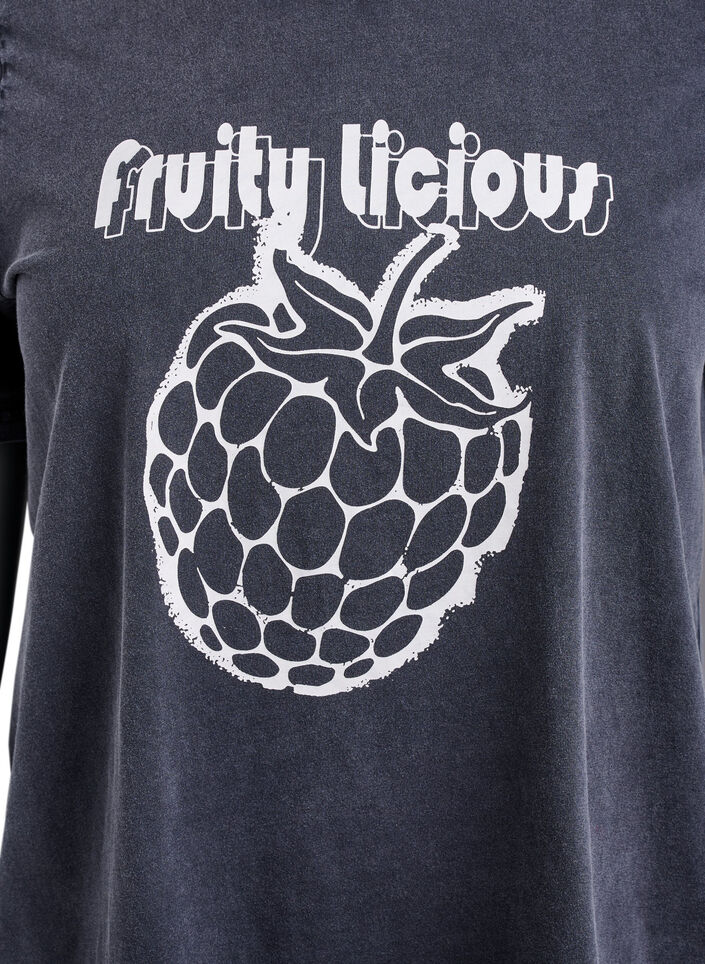 T-shirt i økologisk bomuld med grafisk print, Grå, Packshot image number 2