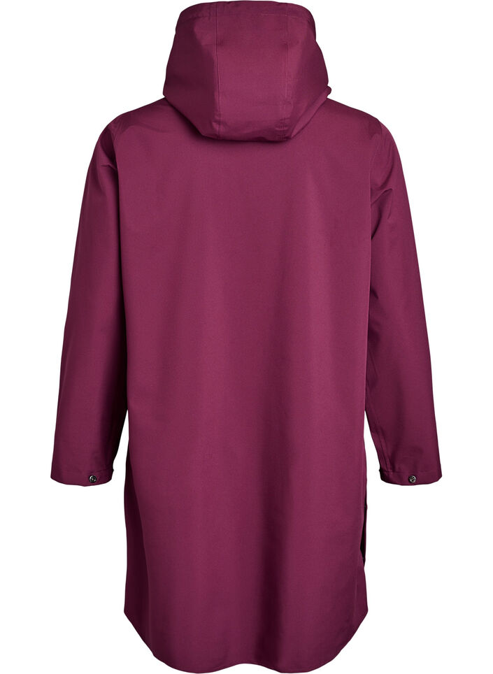 Regnjakke med lommer og h&aelig;tte, M&oslash;rk Bordeaux, Packshot image number 1
