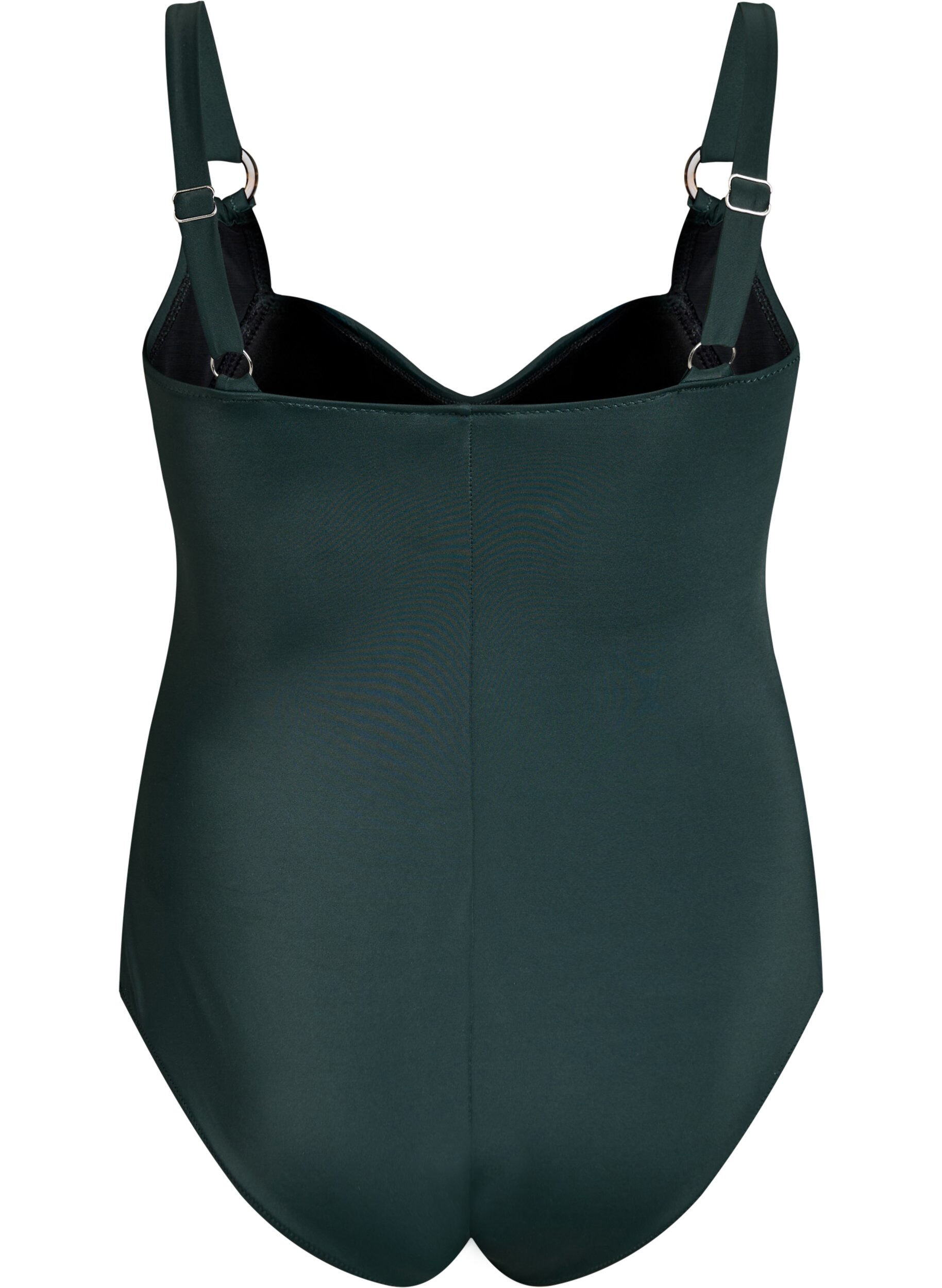 Zizzi Vatteret badedragt med draperinger, Gr&oslash;n, Packshot image number 1