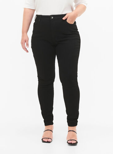 Amy jeans med høj talje og super slim fit, Black, Model image number 2