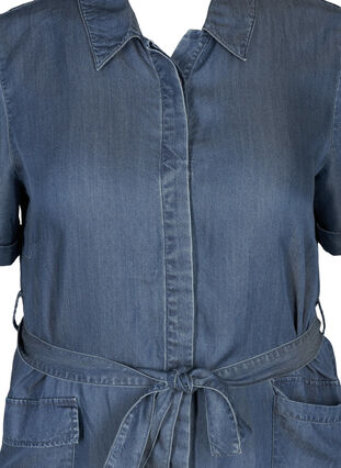 Kortærmet kjole i lyocell, Blue denim , Packshot image number 2