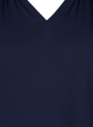 Bluse med korte ærmer og v-hals, Navy Blazer, Packshot image number 2
