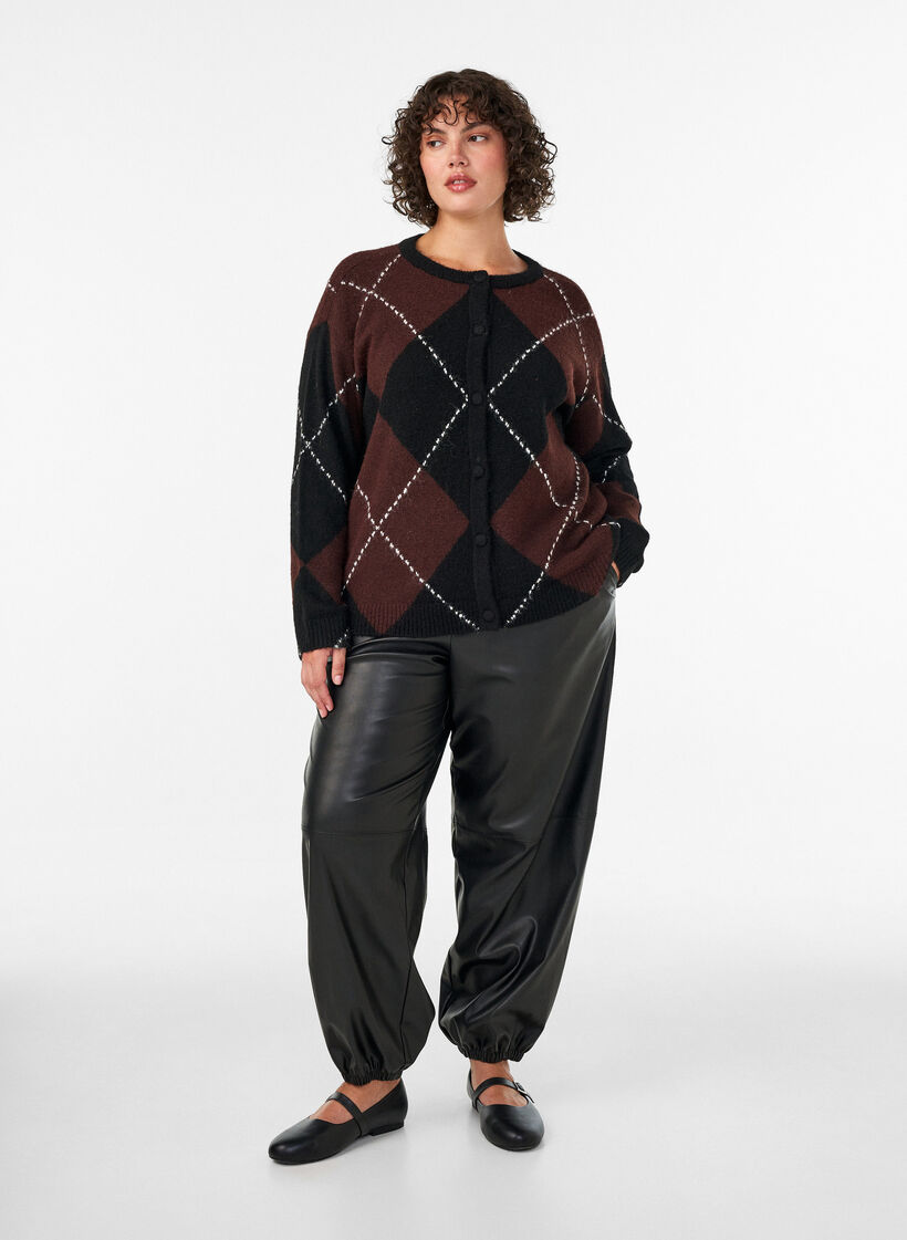 Cardigan med argylem&oslash;nster, Sort, Model image number 1
