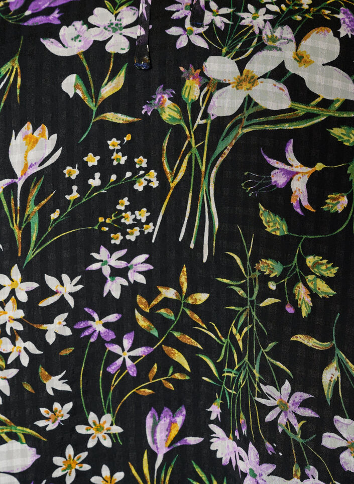 Tunika med blomsterprint og A-form, Sort, Packshot image number 2