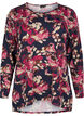 Blomstret bluse med lange ærmer, Blå, Packshot image number 0