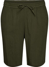 L&oslash;se shorts i bomuldsmusselin med h&oslash;j talje, Gr&oslash;n