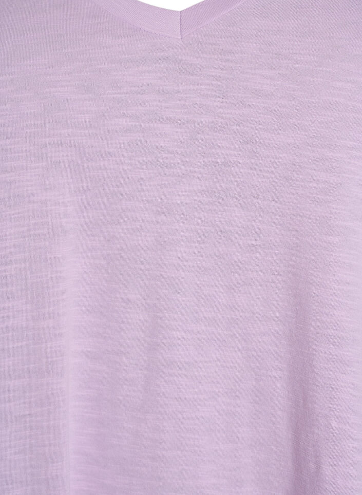 Kort&aelig;rmet basis t-shirt med v-hals, Lilla, Packshot image number 2