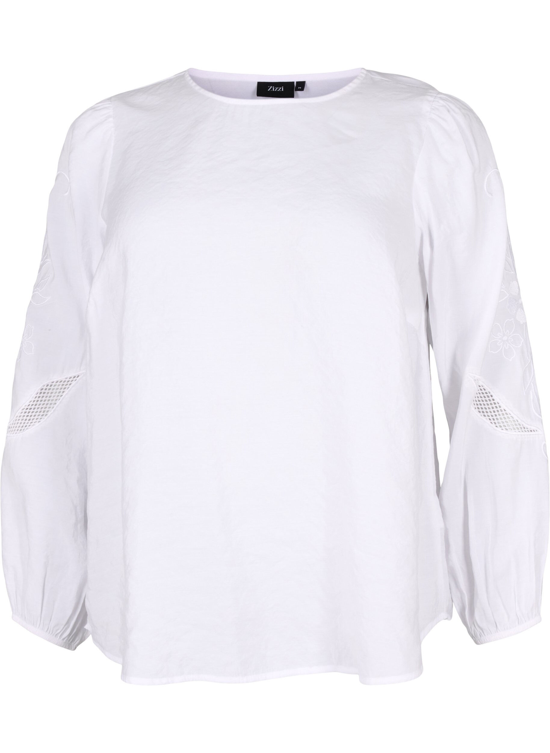 Zizzi Bluse i TENCEL&trade; Modal med broderidetaljer, Bright White, Packshot image number 0