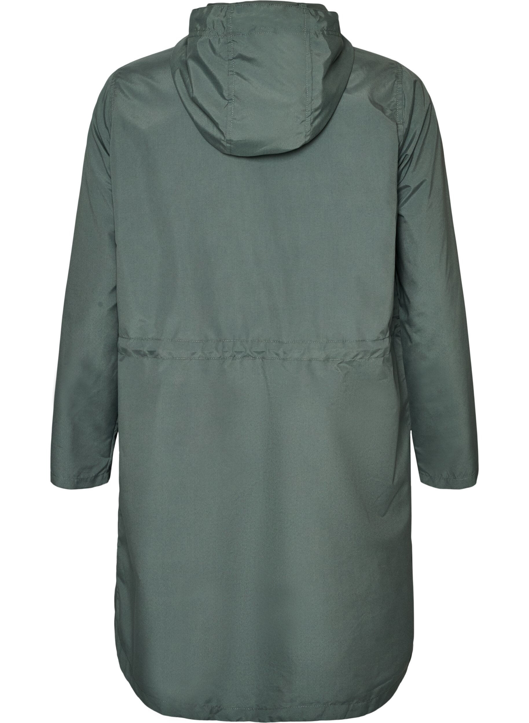 ZizziParka i let materiale med h&aelig;tte, Gr&oslash;n, Packshot image number 1