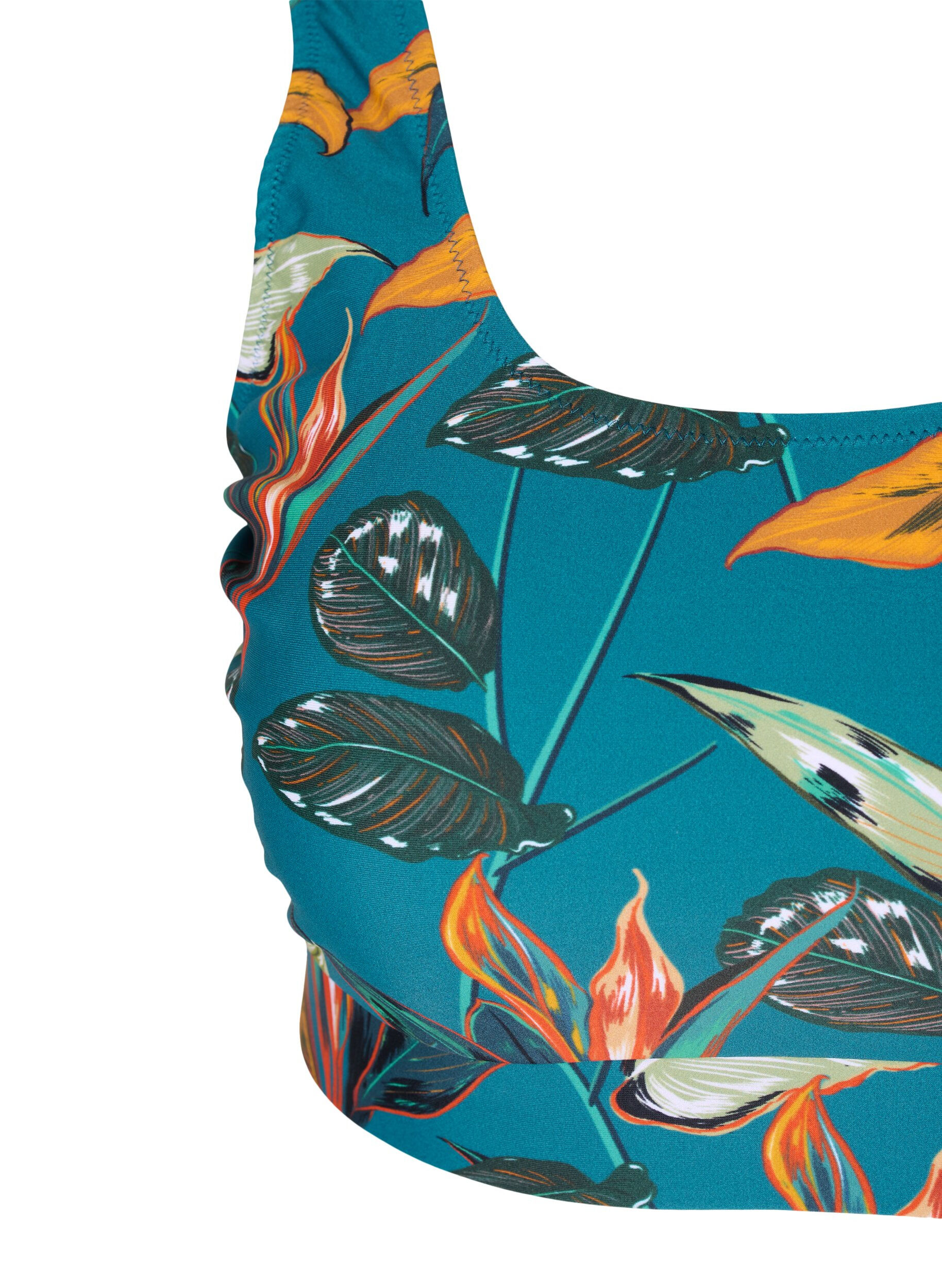 Zizzi Printet bikini top med rund halsudsk&aelig;ring, Leaf Print, Packshot image number 2