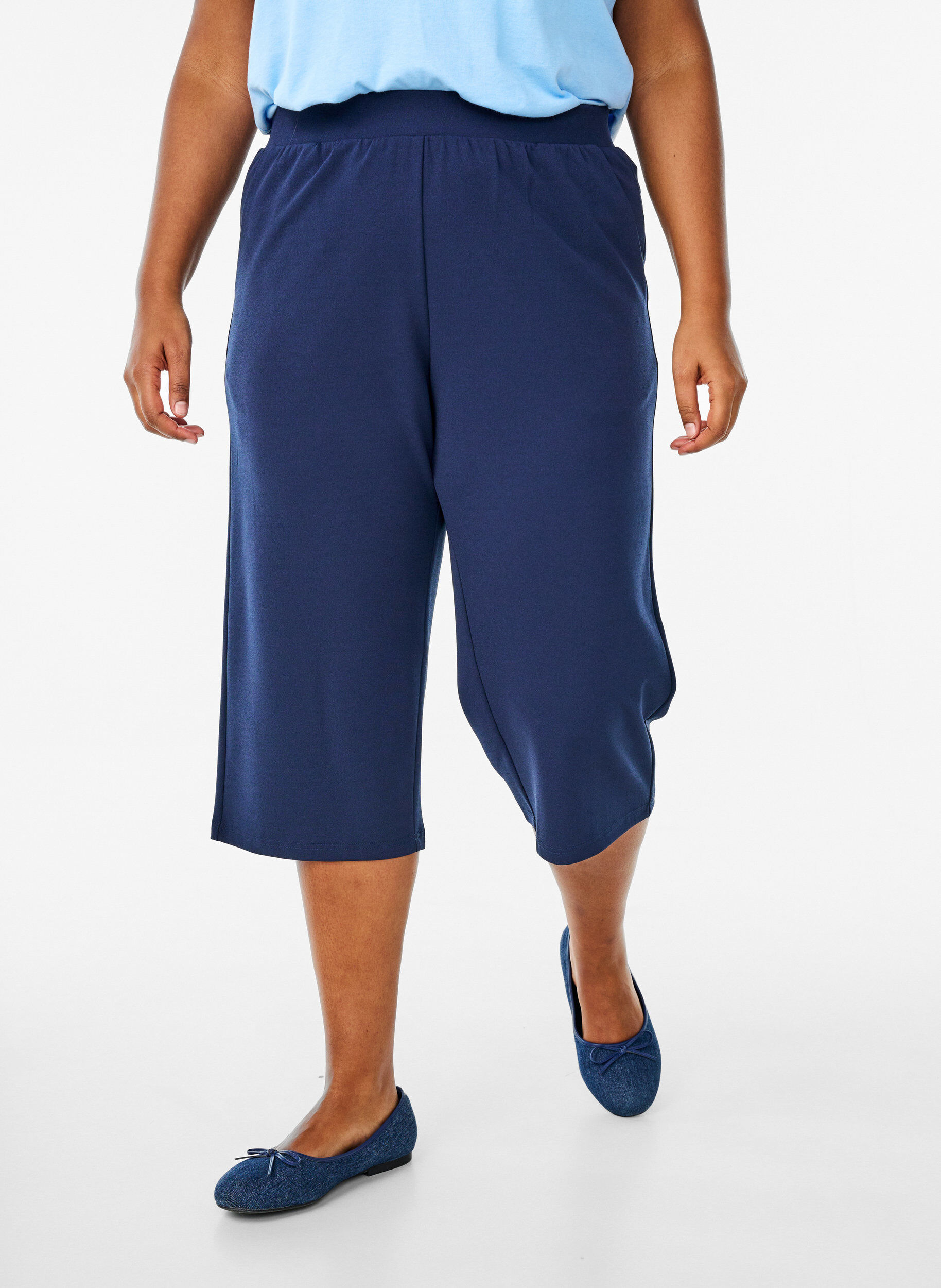 Zizzi L&oslash;se knickers med h&oslash;j talje, Bl&aring;, Model image number 2