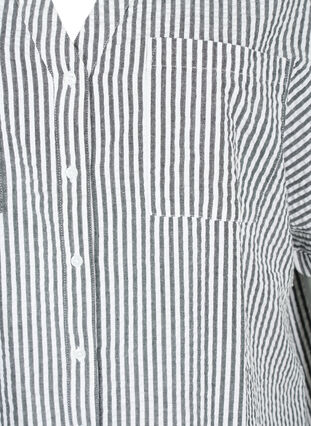 Stribet skjorte med brystlommer, White/Black Stripe, Packshot image number 2