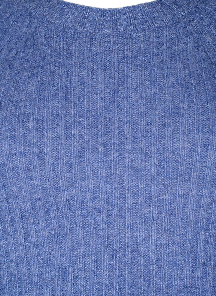 Ribstrikket kjole med slids, Gray Blue Mel., Packshot image number 2