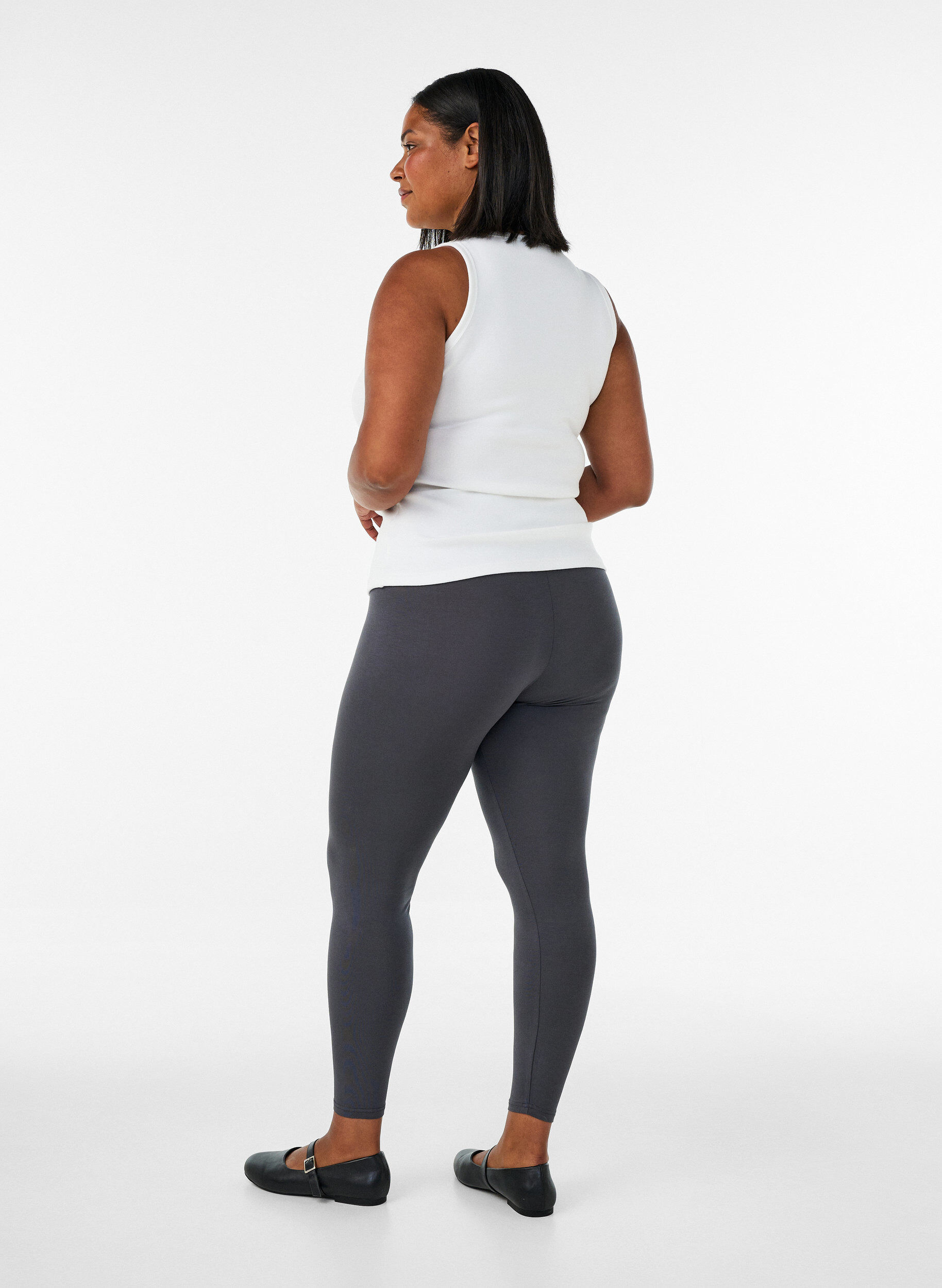 ZizziBasis leggings i viskose, Gr&aring;, Model image number 2